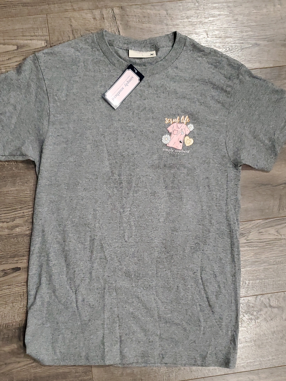 Simply Southern Womens Gray 'Scrub Life' Short Sleeve Tee
